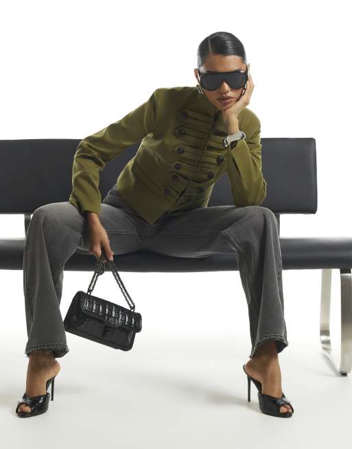 River Island Military jacket in khaki, 3 of 4
