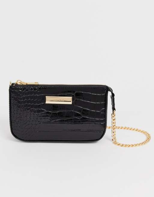 River Island mini bag with chain handle in black | ASOS