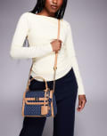 [River Island] River Island mini crossbody tote bag in denim-Blue One Size BLUE - DARK