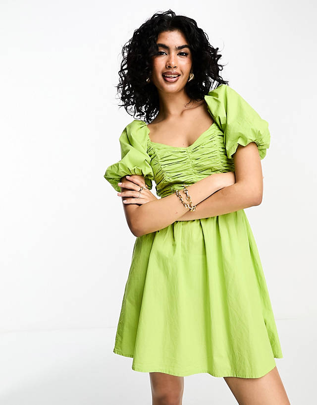 River Island - mini dress with ruched bodice in green