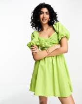 ASOS DESIGN short sleeve mini tiered smock dress with crochet