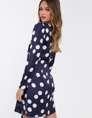 navy polka dot mini dress