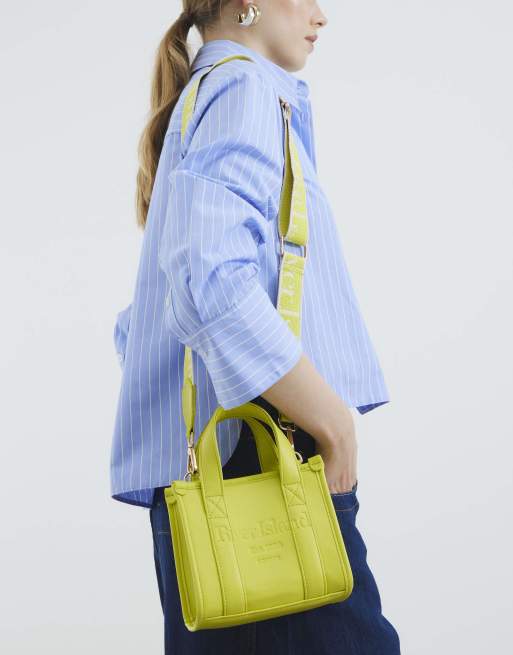River Island Mini embossed tote bag in lime