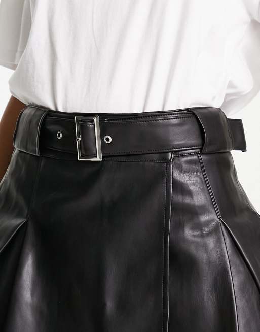River Island - Mini-jupe plissée en similicuir - Noir, 3 de 4