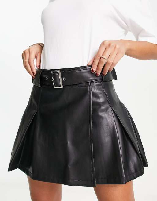 River Island - Mini-jupe plissée en similicuir - Noir, 4 de 4