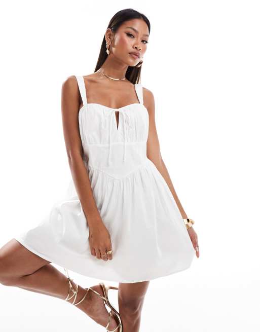 River Island - Mini jurk van popeline in wit