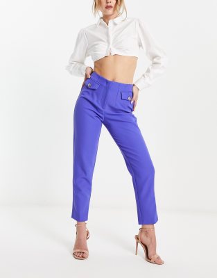 River Island mini pocket cigarette pants in purple - ASOS Price Checker