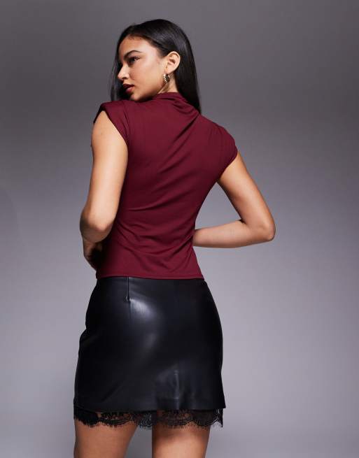 River Island - Mini rok met kanten detail in zwart , 2 van 5