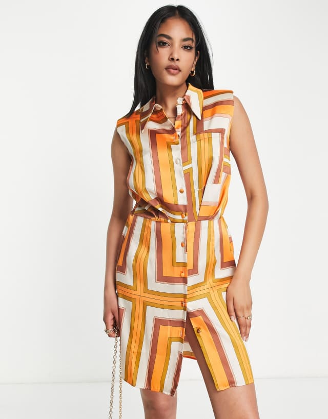 River Island mini shirt dress in orange