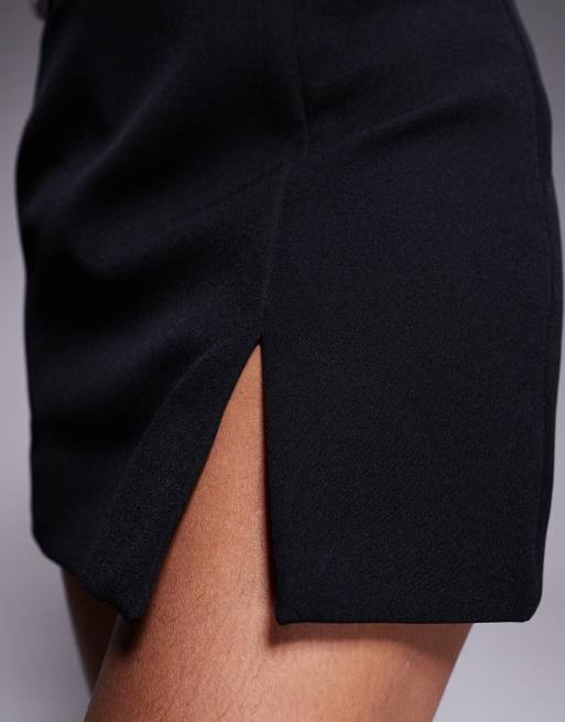 River Island - Mini-skort met inkeping aan de voorkant in zwart, 3 van 5
