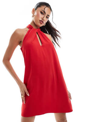 River Island - Minikleid in Rot mit Neckholder-Träger