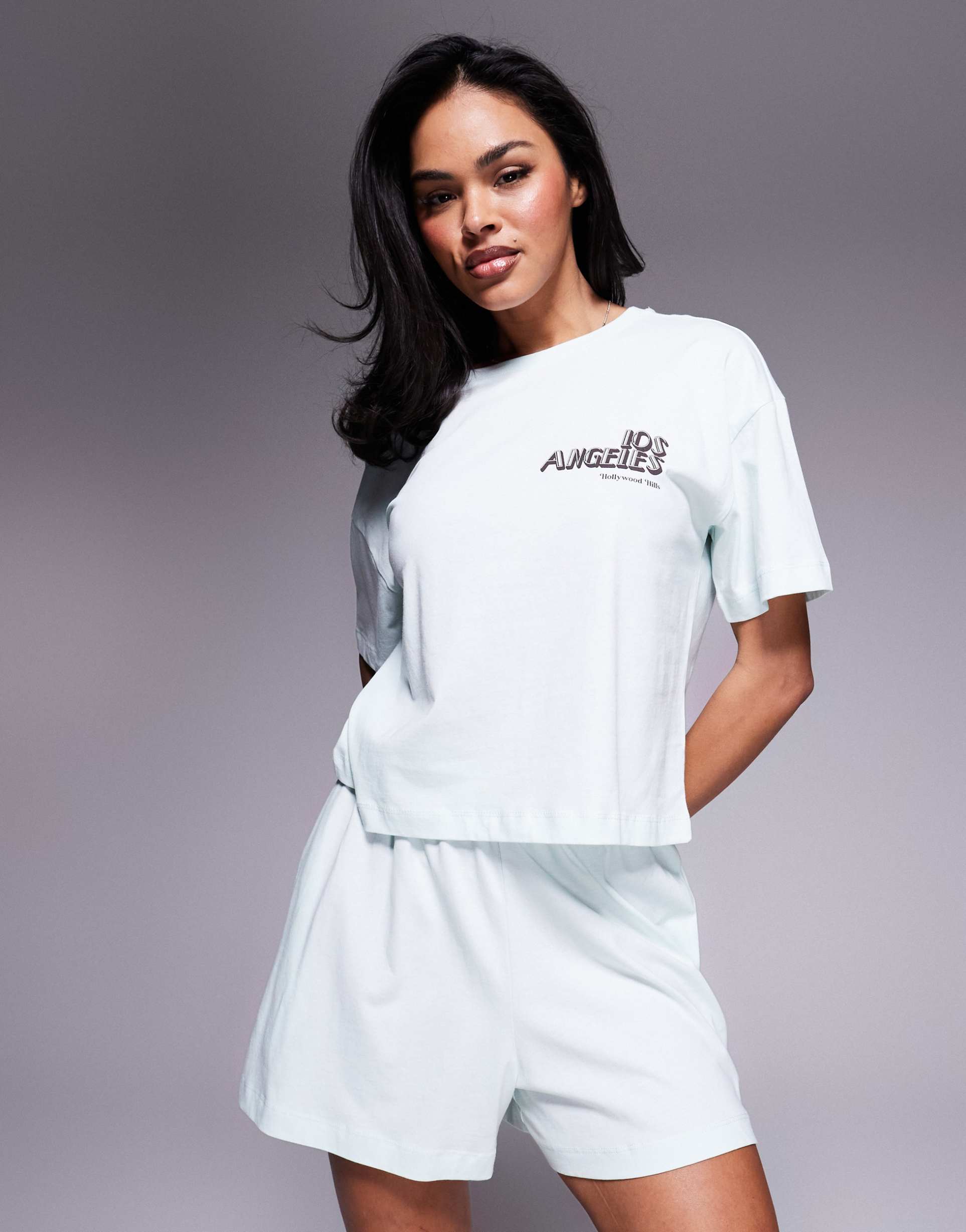river island mint jersey tee and shorts set