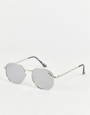 River Island mirrored round sunglasses in silver