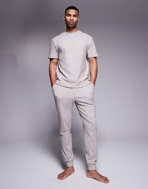 River Island Mix & Match super cosy lounge t-shirt in stone (part of a set)