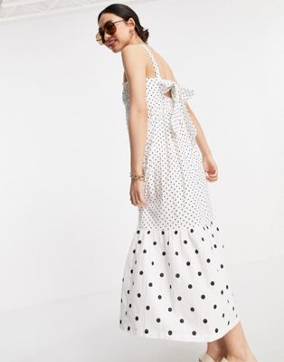 River Island mixed polka dot midi beach dress in white - ASOS Price Checker