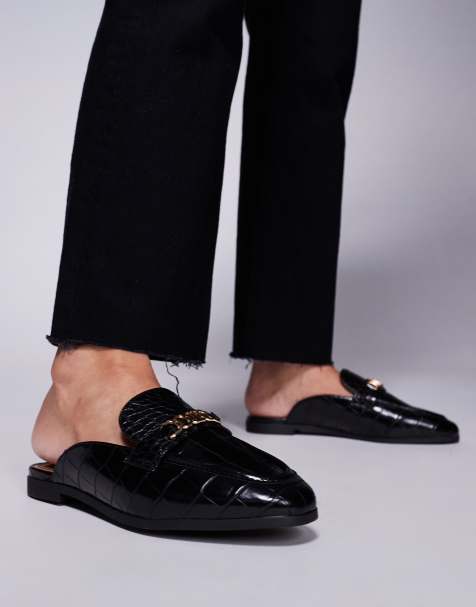 River Island - Mocassini aperti dietro stile sabot neri - view 1