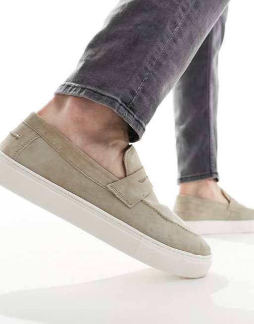 River Island - Mocassini beige chiaro in camoscio, 2 di 4