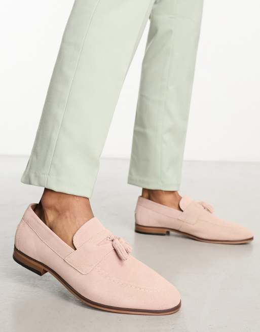 River Island - Mocassini con nappe in camoscio rosa chiaro