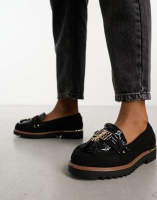 Mocassins River Island En Cuir Marron à Pompons - Taille 38, Style Vintage Loafers, Occasion