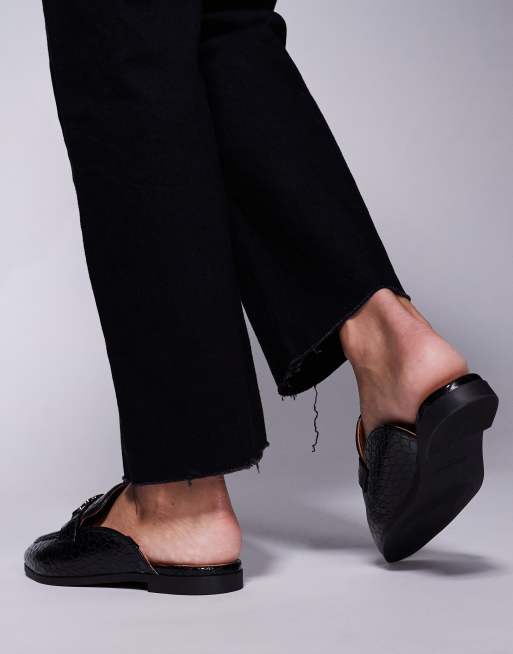 Mocassins Mule En Cuir Noir - Pointure 43 - Occasion - Style Décontracté Homme