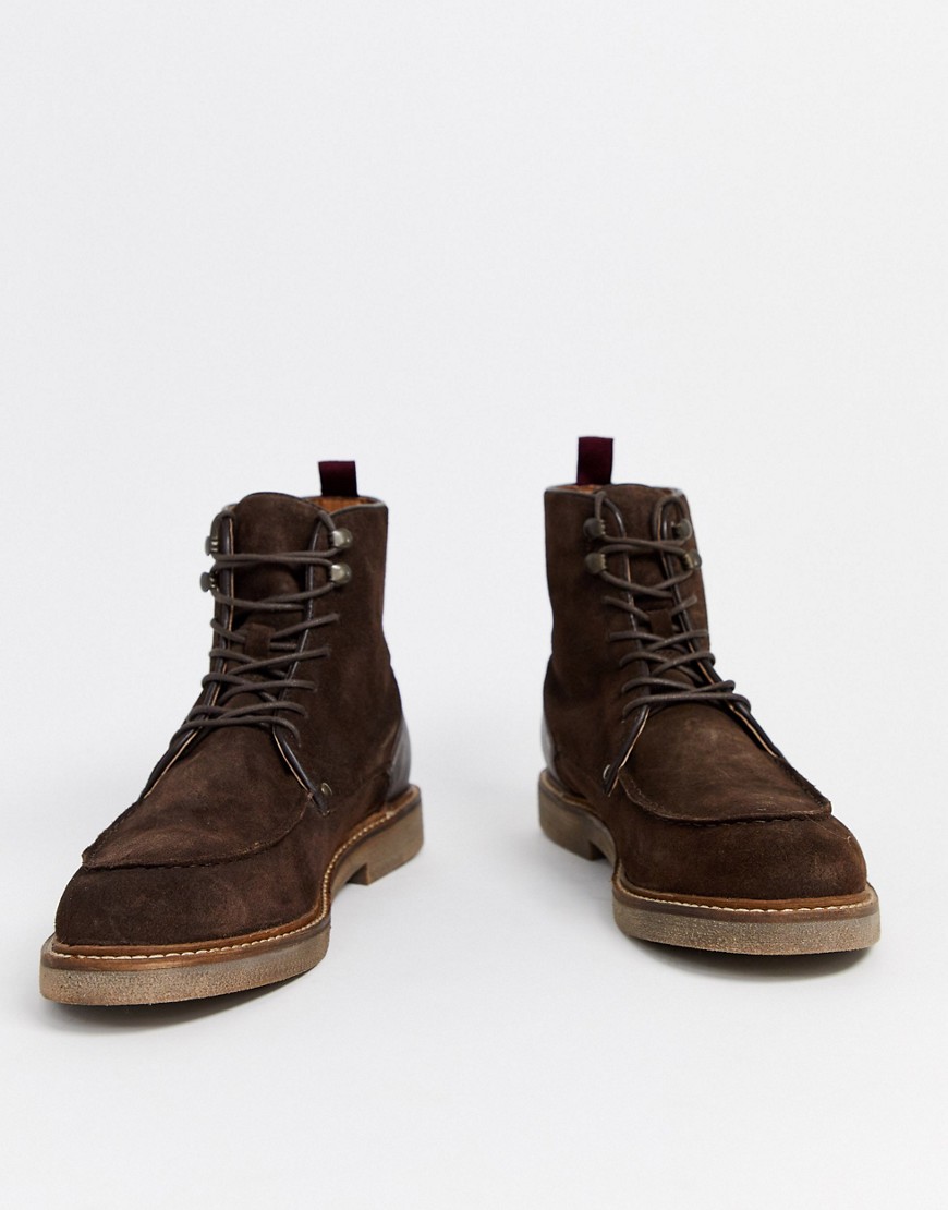 River Island moccasin boots in dark brown
