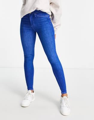 River Island - Molly - Figurformende Jeans in Blau mit mittelhohem Bund