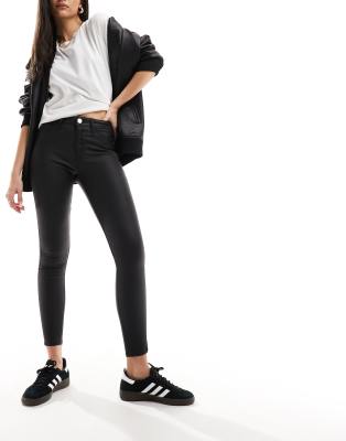 River Island Molly mid rise coated jean in black ASOS