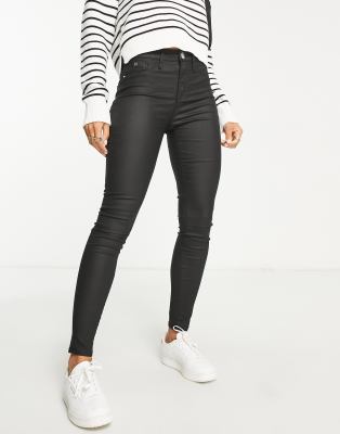 River Island Molly mid rise coated skinny jean in black