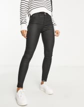 New Look lift and shape high waisted super skinny coated jeans in