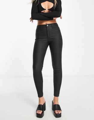 River Island Coated Denim High Rise Skinny Jeans - Black