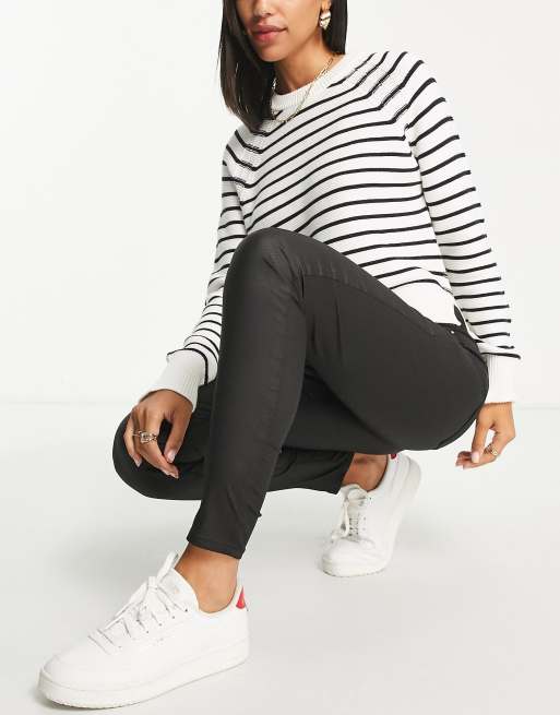River Island Molly mid rise coated skinny jeans in black , 4 of 4