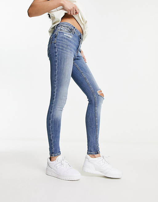 River Island molly mid rise jeans in dark blue | ASOS