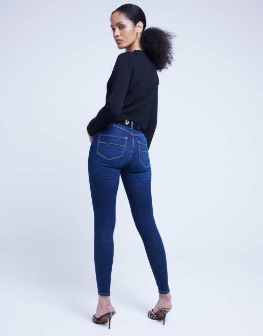 River Island Molly mid rise jeggings in denim dark ASOS