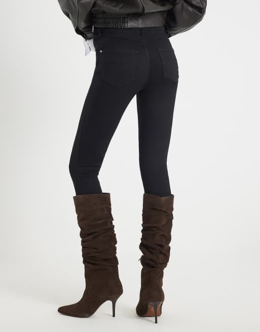 River Island Molly mid rise sculpt skinny jeans in black , 4 of 4