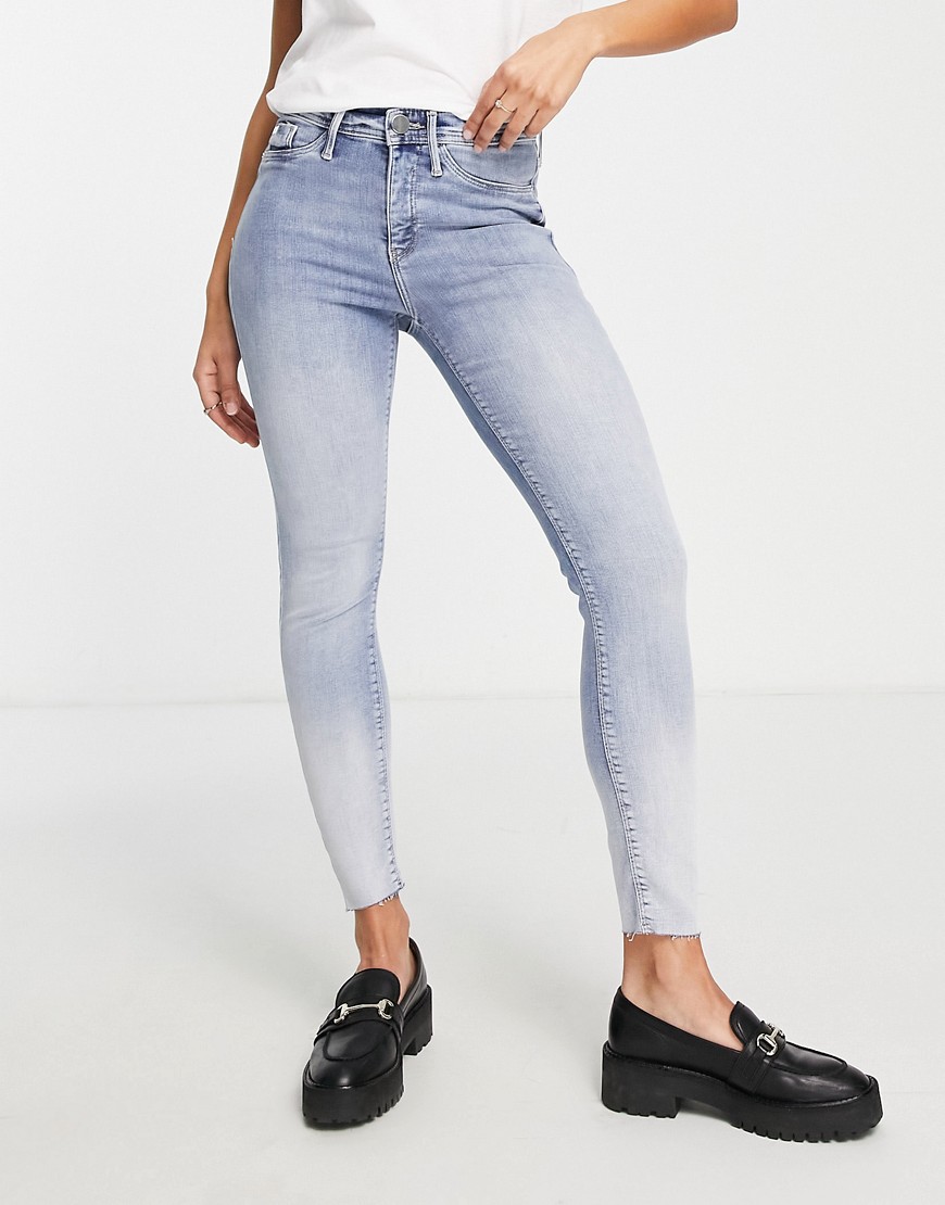 River Island Molly Mid Rise Two-tone Skinny Jeans In Light Blue