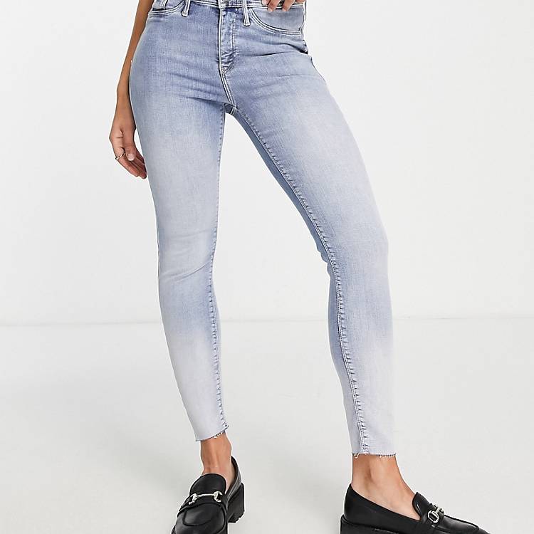 rem Woning Harnas River Island Molly mid rise two-tone skinny jeans in light blue | ASOS