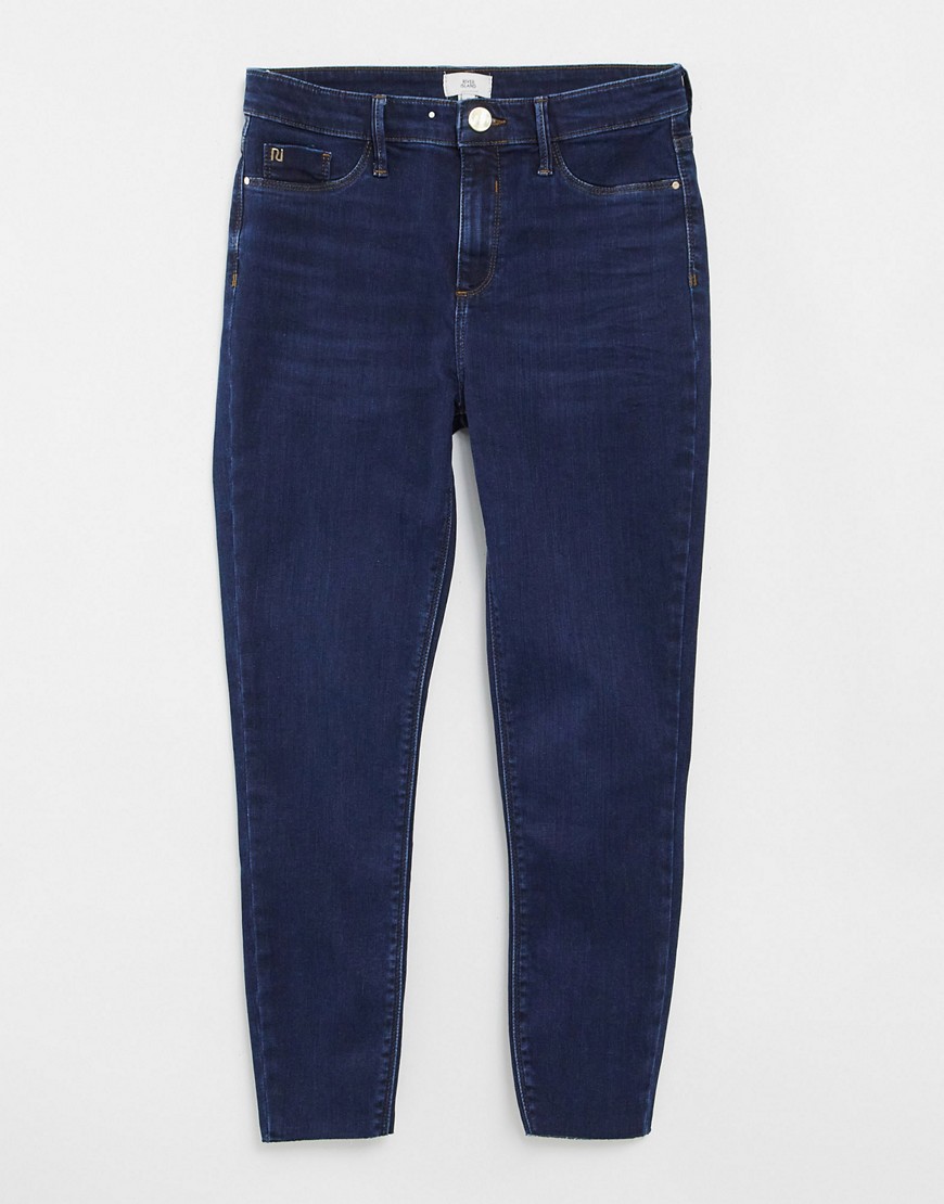 River Island Molly Skinny Jeans In Dark Auth Blue-blues
