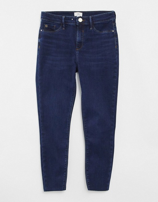River Island Molly skinny jeans in dark auth blue