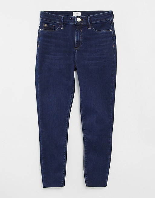 River Island Molly skinny jeans in dark auth blue