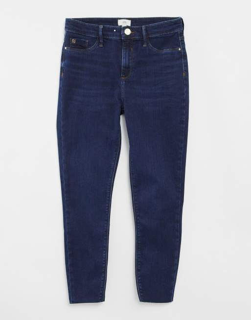 River Island Petite Molly mid rise skinny jeans in dark blue