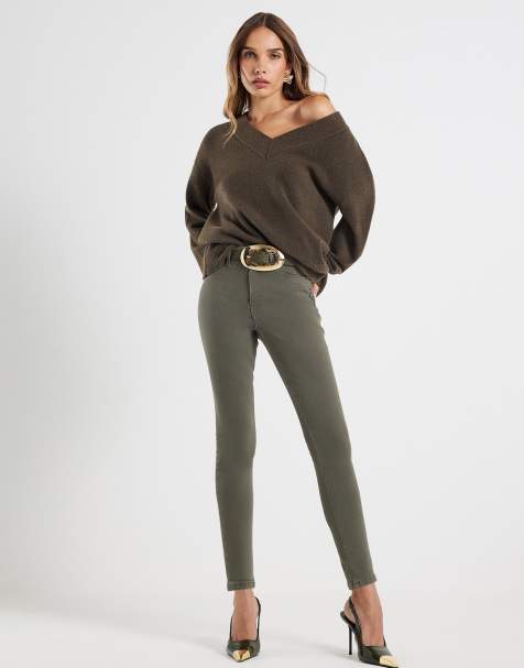River Island Molly skinny jeans in khaki - view 1