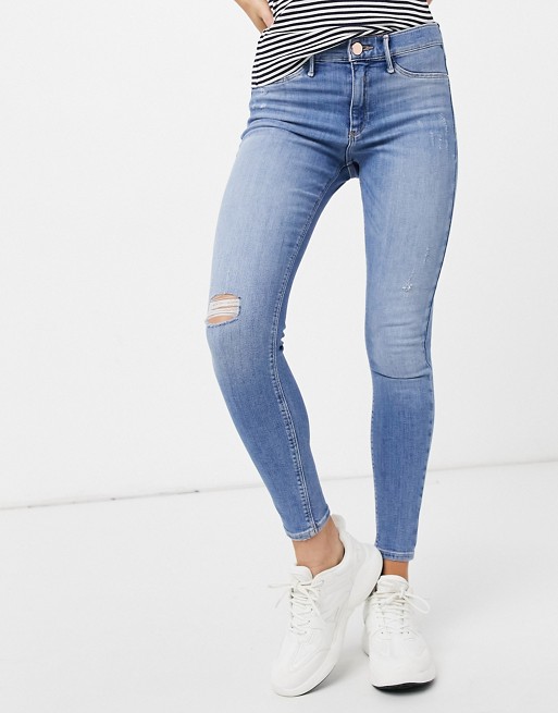 River Island Molly washed skinny jeans in light auth blue