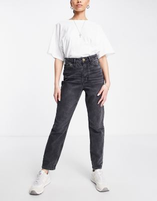 River Island mom high rise jean in black