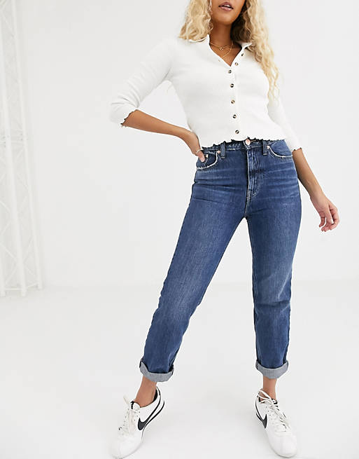 River Island mom jeans in dark blue authentic