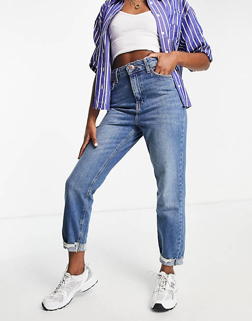 River Island mom jeans in mid blue