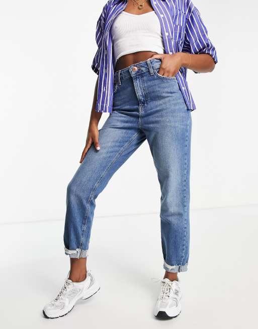 River Island - Mom jeans in middenblauw