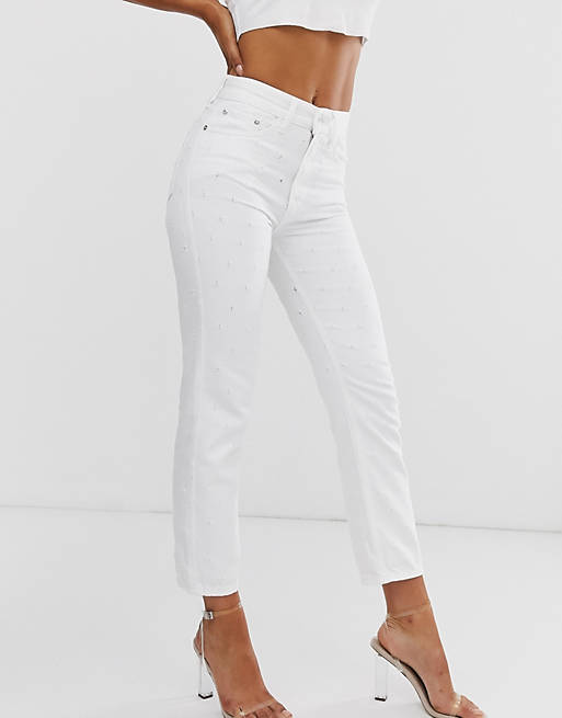 River Island – Mom-Jeans in Weiß
