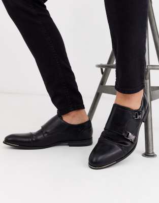 River Island monk shoe in black with metal inserts