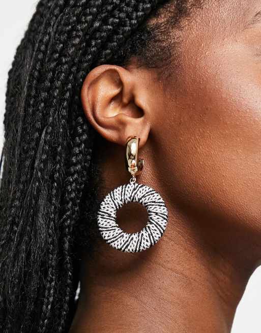 River Island mono thread drop earrings in gold tone ASOS