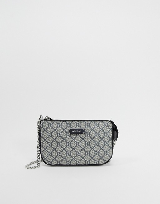 River Island monogram 90's underarm bag with chain strap in grey